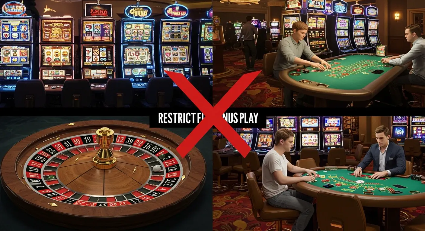 split screen showing various casino games